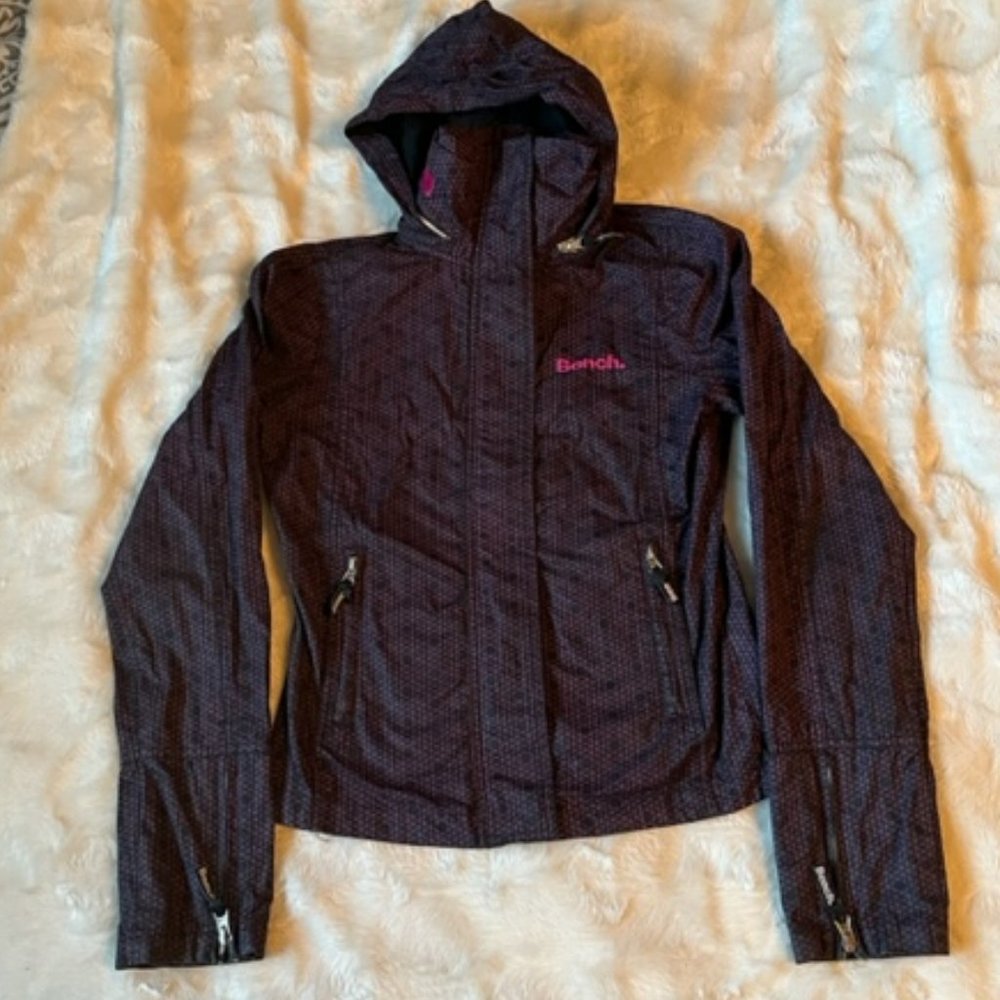 Bench BBQ Jacket Black Pink Fuchsia Hooded Lightweight Jacket Ladies Size 6